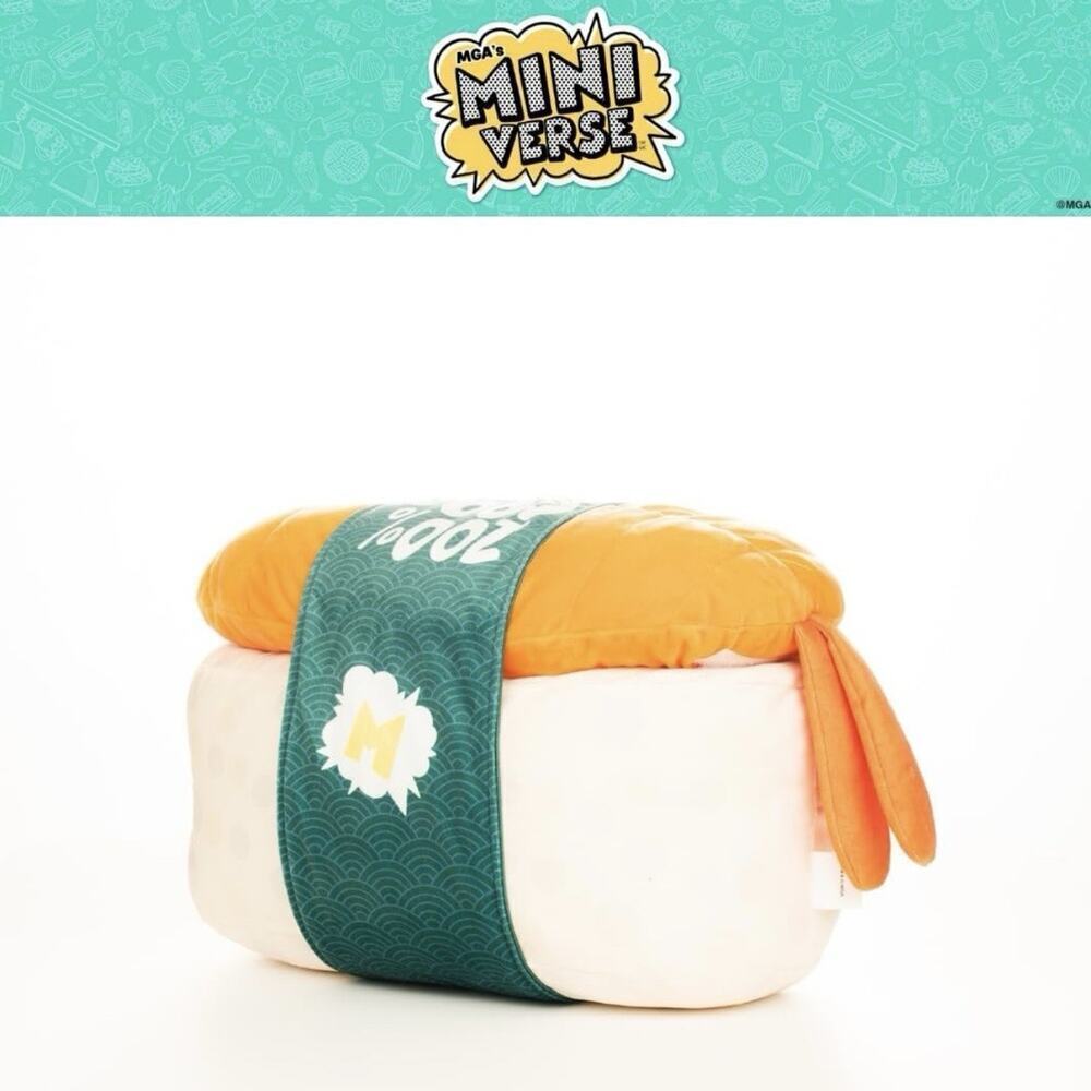 NEW Large 18” MINIVERSE Salmon Sushi Roll Stuffed Decorative Cuddle Pillow Plush - Picture 7 of 8